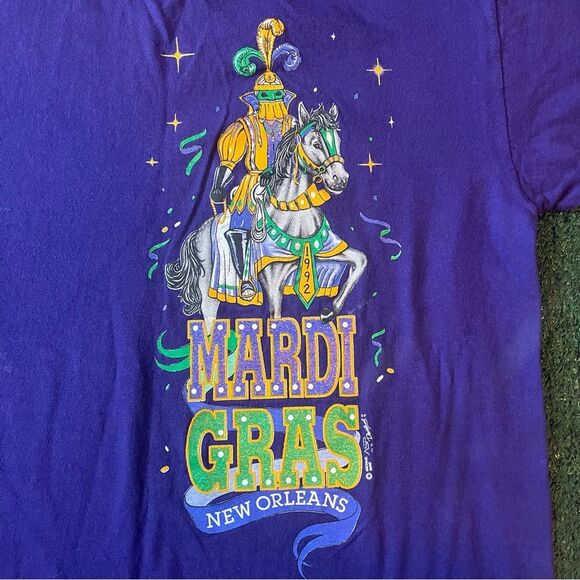 Vintage Single Stitch Double Neck Mardi Gras New Orleans Tee Shirt Large - Picture 4 of 7